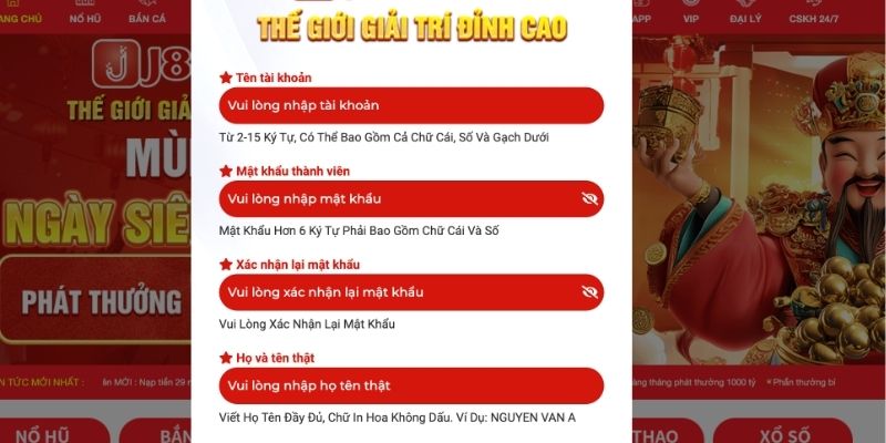 Thao tác đăng ký tài khoản mới cho hội viên mới